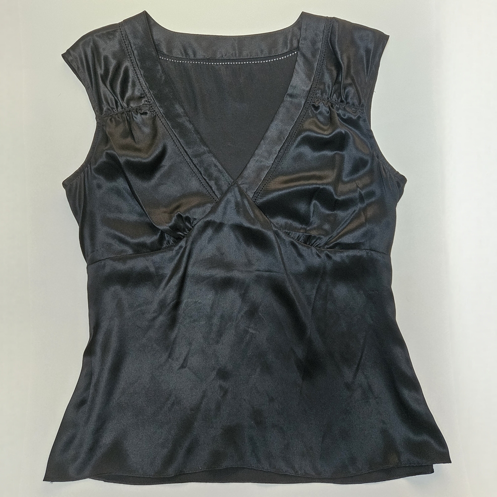 Silk Top Baby Doll Black Blouse Authentic Y2k Sz Medium
